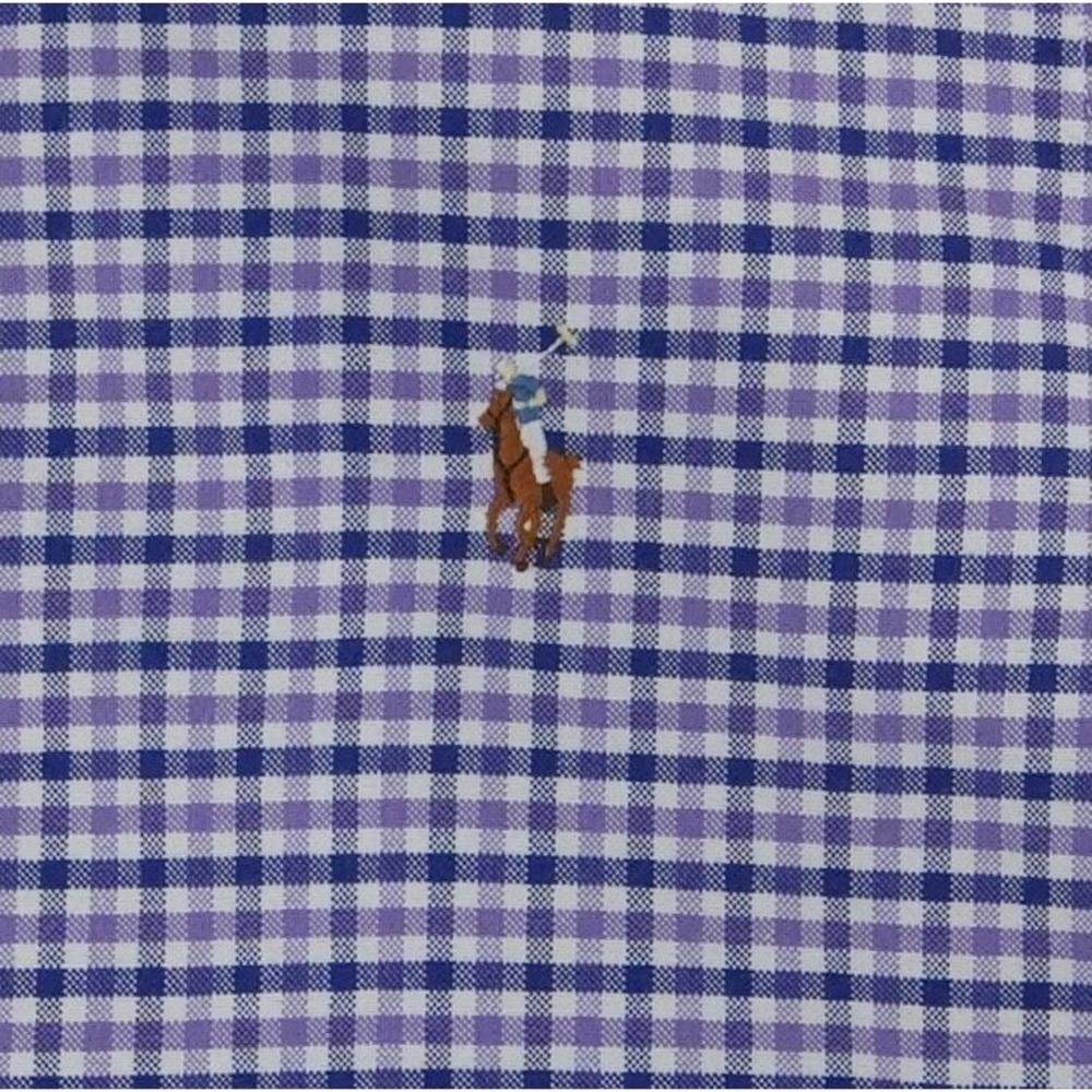 Ralph Lauren Ruffle Collar Shirt Women's Size Small Purple Gingham Cropped - Picture 4 of 7
